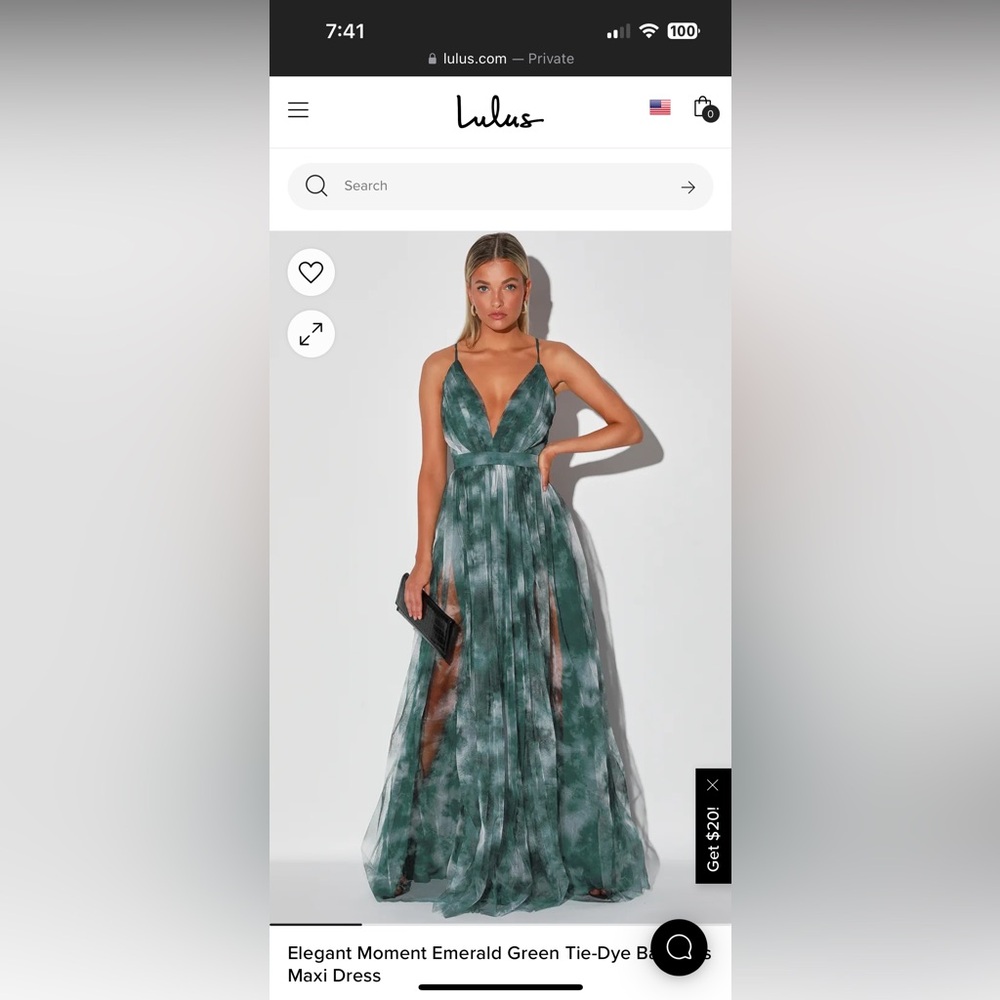 Lulu's Emerald Green Tie-Dye Maxi Dress